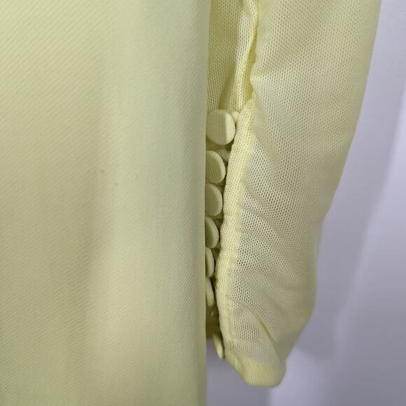 Self-Portrait Lime Cutout Ruched Mini Dress Long Sleeve Mesh Size 4 Preowned - Picture 8 of 15